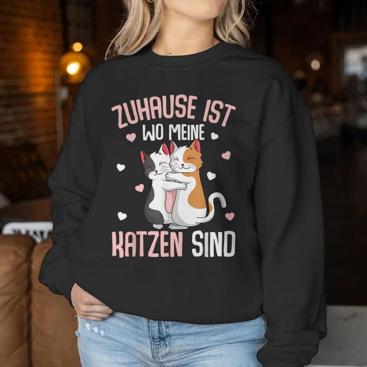 Zuhause Ist Wo Meine Katzen Sind Katze Girl's Women's Sweatshirt Frauen Lustige Geschenke