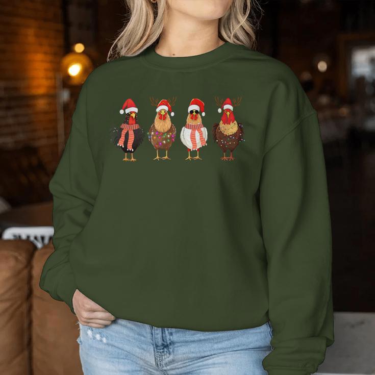 Chicken Christmas Chickens Santa Claus Xmas Women Sweatshirt Frauen Lustige Geschenke