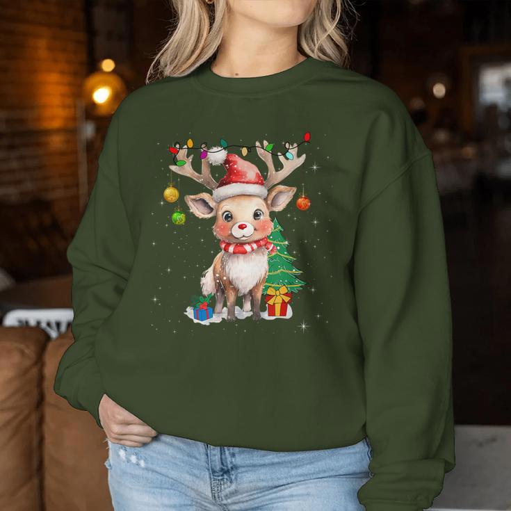 Christmas Children Reindeer Red Nose Sweatshirt Frauen Lustige Geschenke