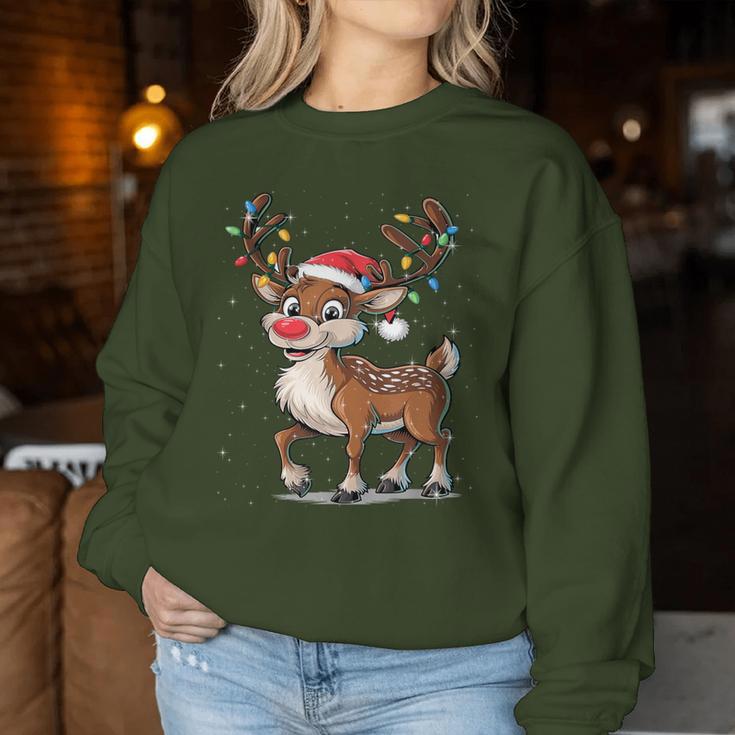 Christmas Cute Reindeer Red Nose Sweatshirt Frauen Lustige Geschenke