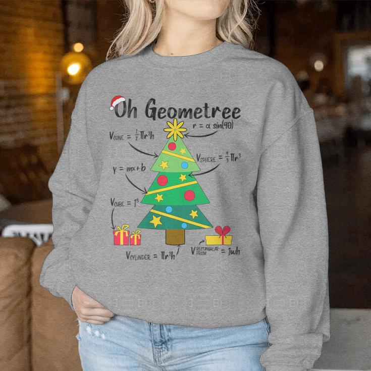 Donna Oh Geometree Christmas Tree Geometry Math Teacher Con Collo A Women Sweatshirt Regalos divertidos