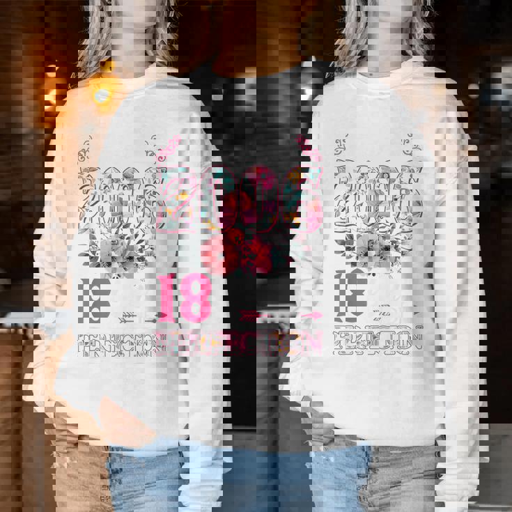 18 Year Old Made In 2006 Floral Flower 18Th Birthday Womens Women Sweatshirt Personalized Gifts