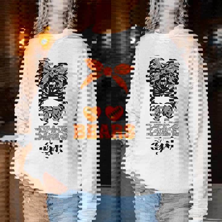 Bears Girl Retro Messy Bun Sports Fan Team Spirit Women Sweatshirt Personalized Gifts