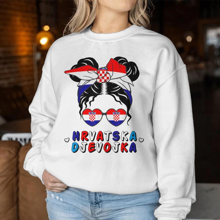 Croatia Hrvatska Djevojka Croatian Girl Croatia Flag Gray Sweatshirt Frauen Lustige Geschenke