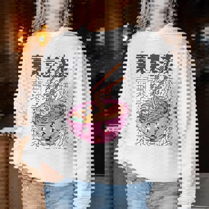 Felice Ramen Bowl Giapponese Kawaii Estetica Bambini Anime Ragazze Women Sweatshirt Regalos divertidos