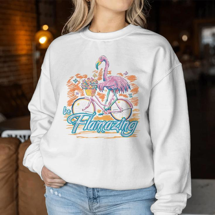 Be Flamazing Flamingo Bicycle Lover Summer Vibes Women Sweatshirt Unique Gifts