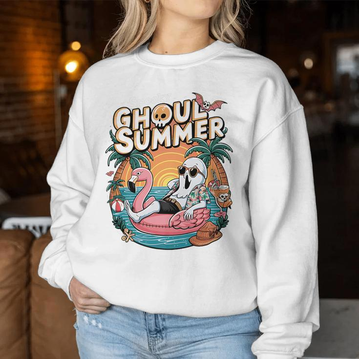 Fun Spooky Ghoul Summer Beach Vacation Flamingo Summer Vibes Women Sweatshirt Unique Gifts