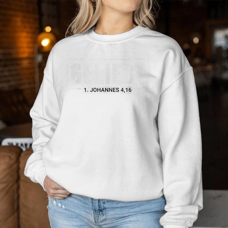 Geliebt 1 John 4 16 Bibleerse Christian Women's Gray Sweatshirt Frauen Lustige Geschenke