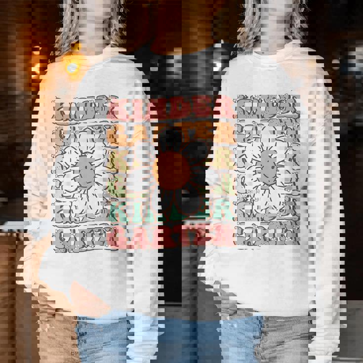 Groovy Kindergarten Back To School First Day Of Kindergarten Women Sweatshirt Unique Gifts