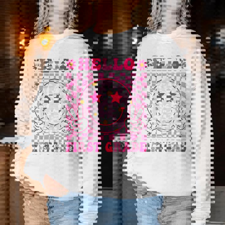 Hello First Grade Back To School First Day Of 1St Grade Women Sweatshirt Personalized Gifts