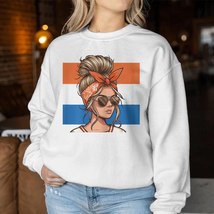 Holland Fan Item Women's Messy Bun Holland Flag Sweatshirt Frauen Lustige Geschenke