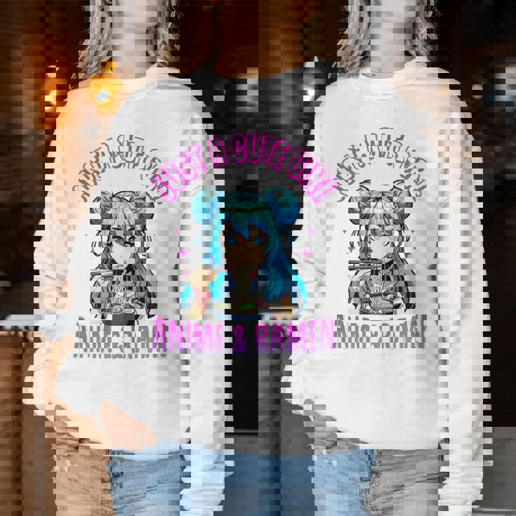 Just A Cute Girl Who Loves Anime And Ramen For Girls Women Sweatshirt Personalized Gifts