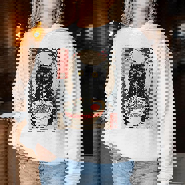Kawaii Cat Eating Ramen Noodles Anime Girls Ns Women Sweatshirt Unique Gifts