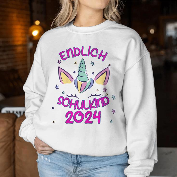 Kinder Endlich Schulkind Girls' Unicorn First Day At School 2024 Sweatshirt Frauen Lustige Geschenke