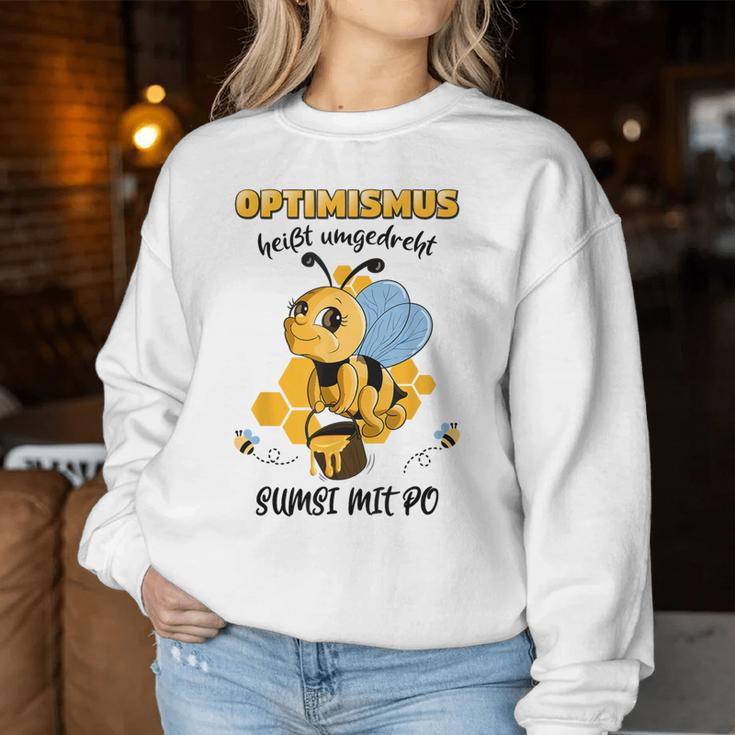 Optimismus Heißt Umgedreht Sumsi Mit Po Bees Honey Beekeeper Sweatshirt Frauen Lustige Geschenke