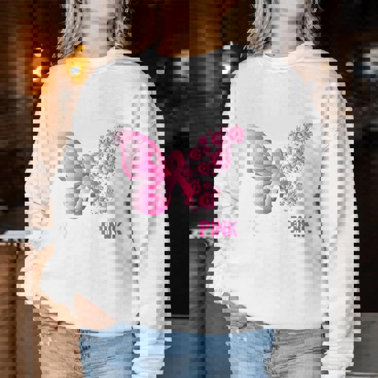 In Ottobre Indossiamo Farfalla Rosa Per La Consapevolezza Del Cancro Al Seno Women Sweatshirt Regalos divertidos
