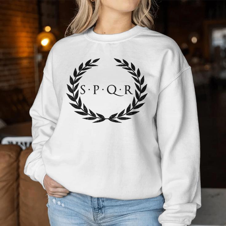 Spqr Senatus Popuplus Que Roman Roman Republic Rome Gray Sweatshirt Frauen Lustige Geschenke