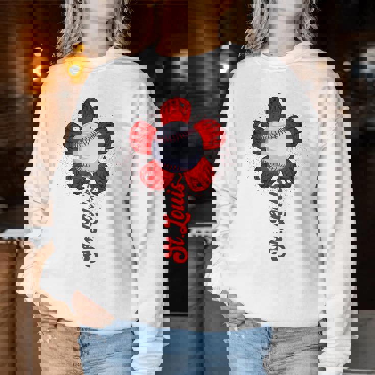 St Louis Retro Baseball Flower Lover Met At Game Day Boys Women Sweatshirt Personalized Gifts
