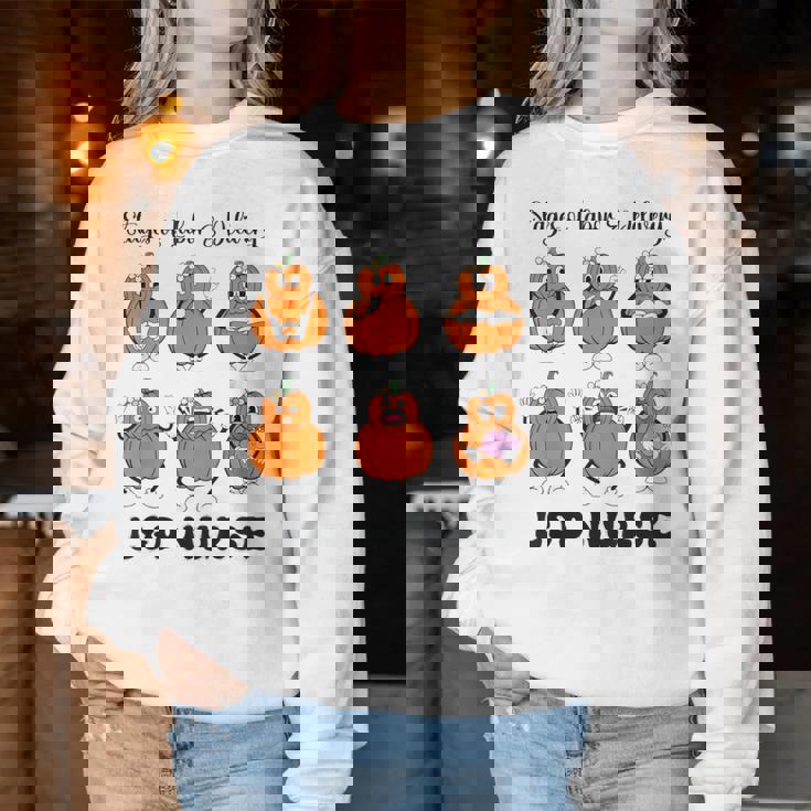 Stage Of Labor And Delivery Nurse Halloween Pumpkins Women Sweatshirt Personalized Gifts
