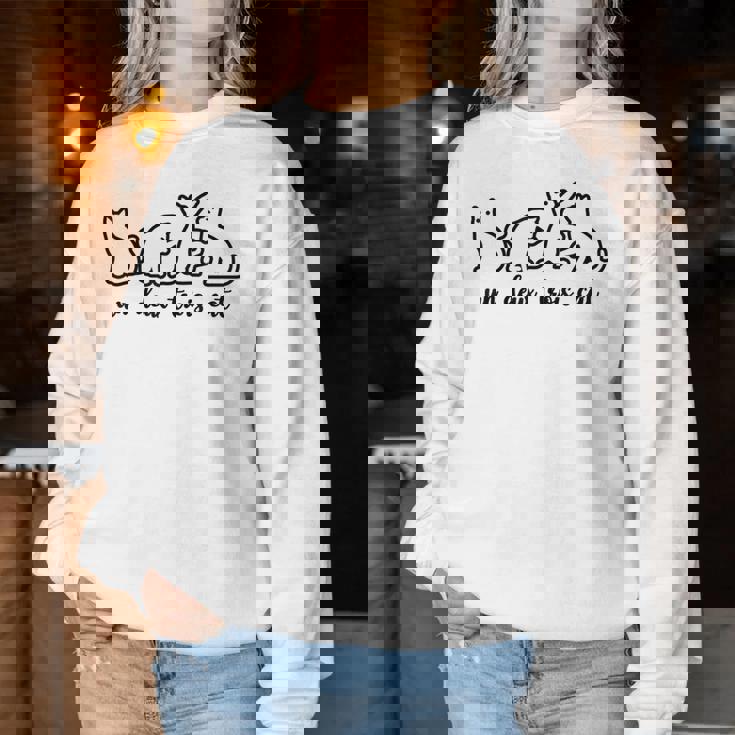 Un Deux Trois Gatto Carino Gattini Donne Ragazze Divertente Amante Dei Gatti Women Sweatshirt Regalos divertidos