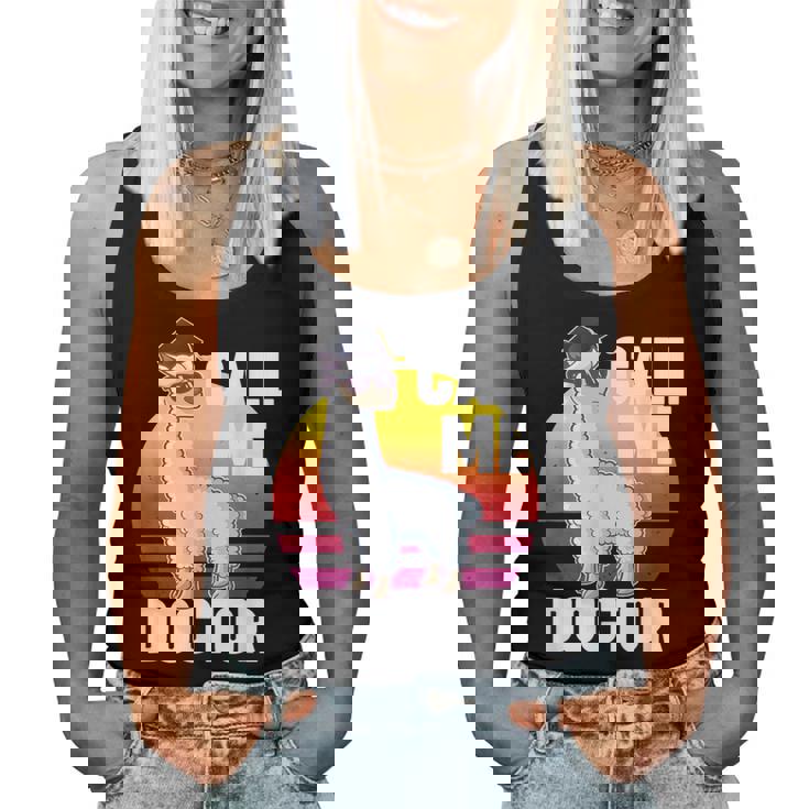 Call Me Doctor Lama Llama Documento Diseño De Doctor Camiseta sin mangas para mujer