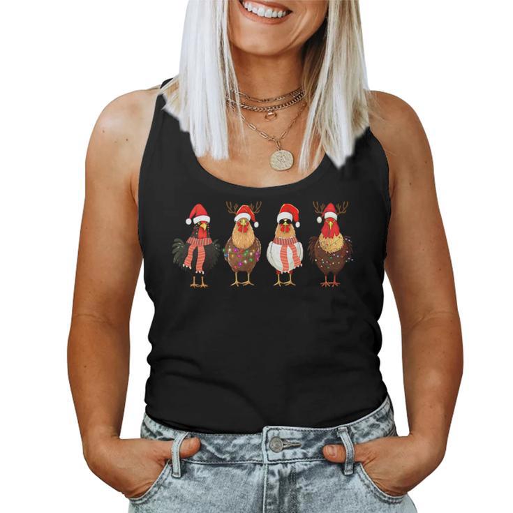 Chicken Christmas Chickens Santa Claus Xmas Women Tank Top Frauen