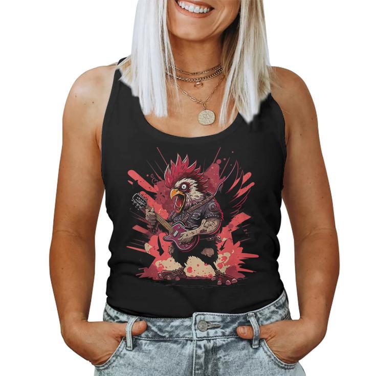 Chicken Cool Rock And Roll Rocker Punk Guitar Tank Top Frauen