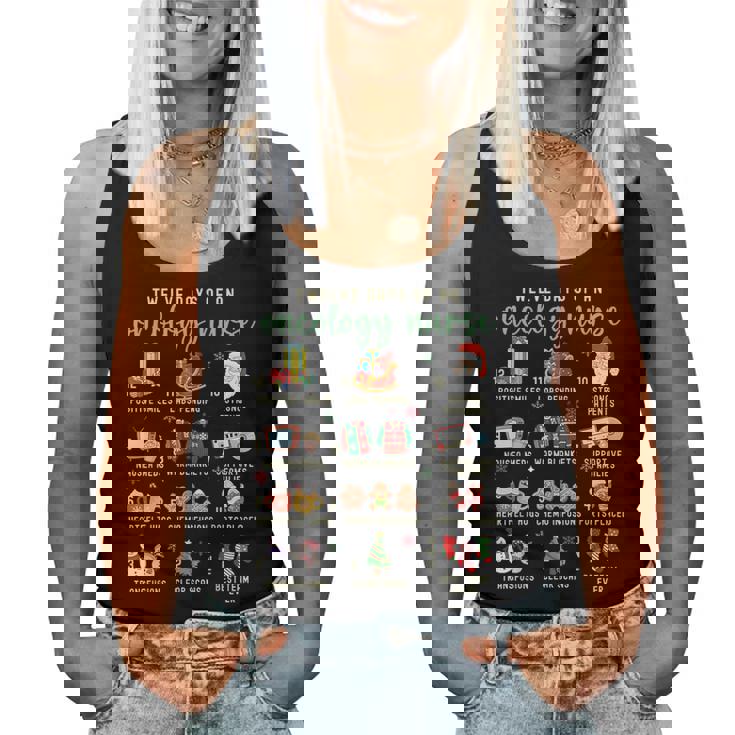 Christmas Oncology Rn Nurse 12 Days Of An Oncology Nurse Women Tank Top Christmas Oncology Rn Nurse 12 Days Of An Oncology Nurse Women Tank Top