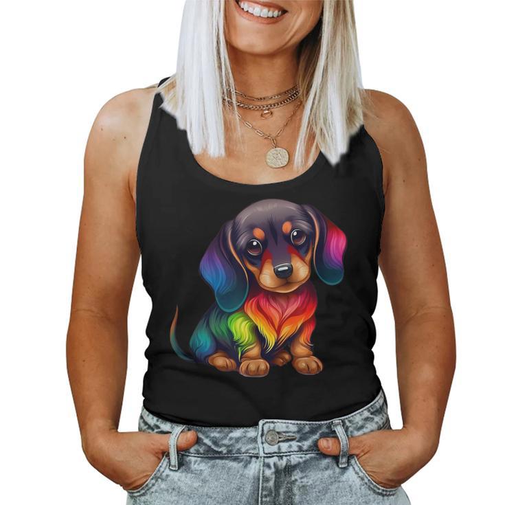 Cute Dachshund Wiener Wurst Dog Mama Papa Colourful Dachshund Tank Top Frauen