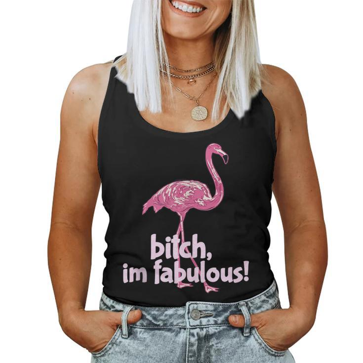 Summer Vibes I'm Fabulous Pink Flamingo Women Tank Top