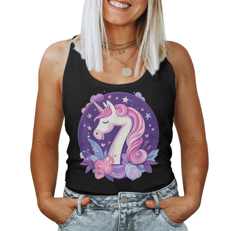 Geburtstag 7 Einhorn Mädchen Einhorn Outfit 7 Geburtstag Tank Top Frauen