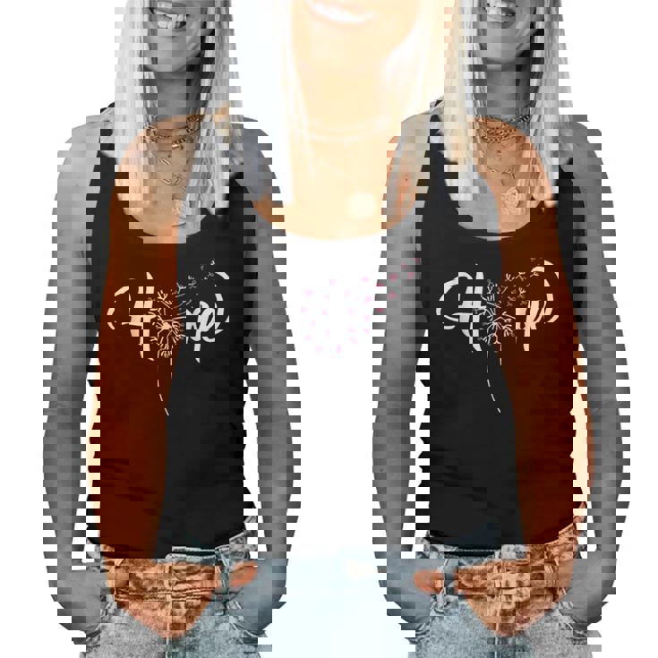 Hope Pink Ribbon Dandelion Breast Cancer Awareness Warrior Women Tank Top