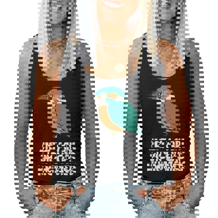 Just A Girl Who Loves Martín Pescadores Pájaros Camiseta sin mangas para mujer