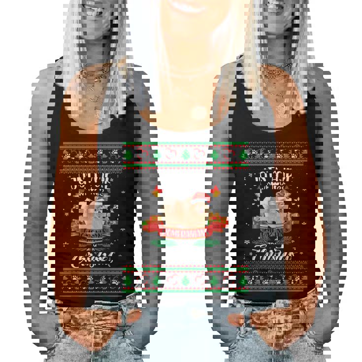 Just A Girl Who Loves Pomeranians & Christmas Ugly Sweater Women Tank Top