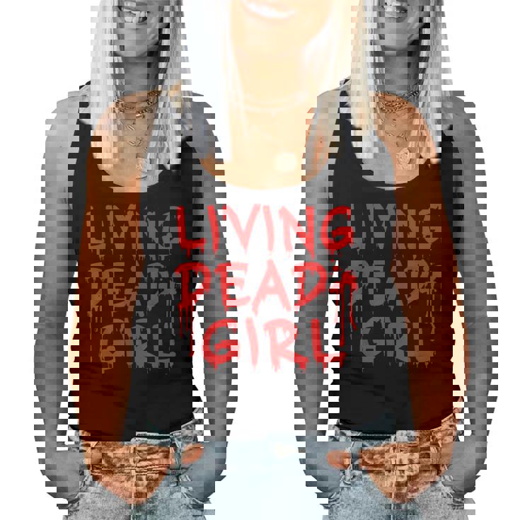 Living Dead Girl Dripping Blood Halloween Zombie Movie Women Tank Top