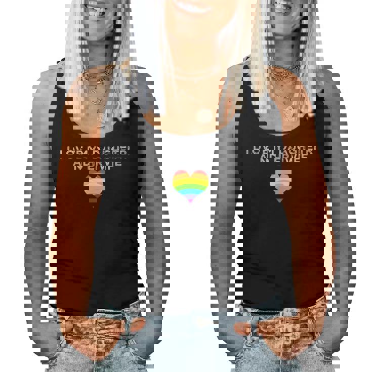 I Love My Daughter And Her Wife Rainbow Heart Queer Family Women Tank Top