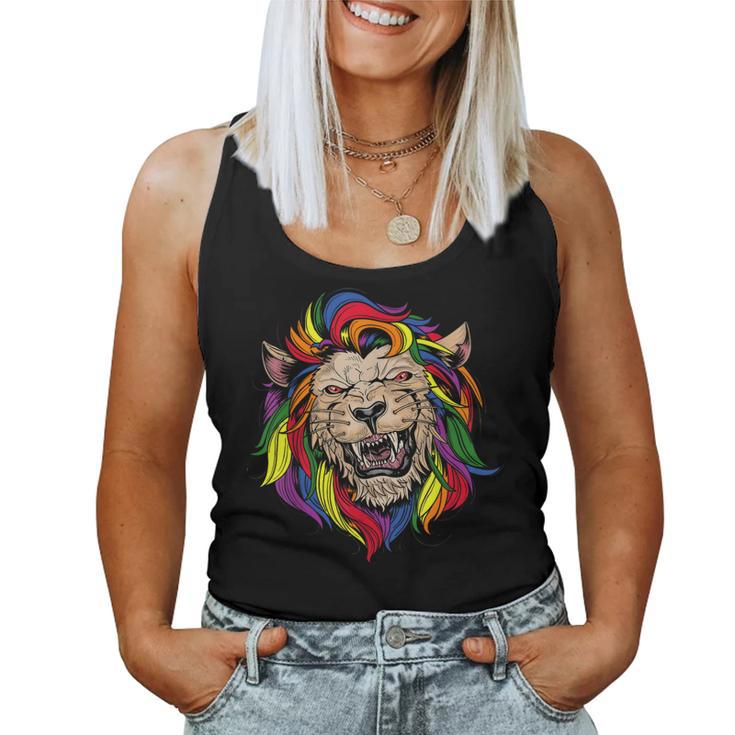 Mb35 Gay Pride Lion Lgbt Rainbow Pride Month Parade Women Tank Top