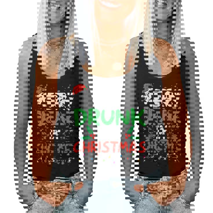 Merry Drunk I'm Christmas Santa Joke Xmas Drinking Women Tank Top
