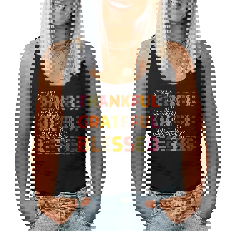 Thankful Grateful Blessed Thankful Blessed Thanksgiving Women Tank Top