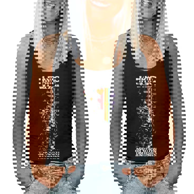 Walz Mind Your Own Damn Business Harris Waltz Cat Lady Lgbt Women Tank Top