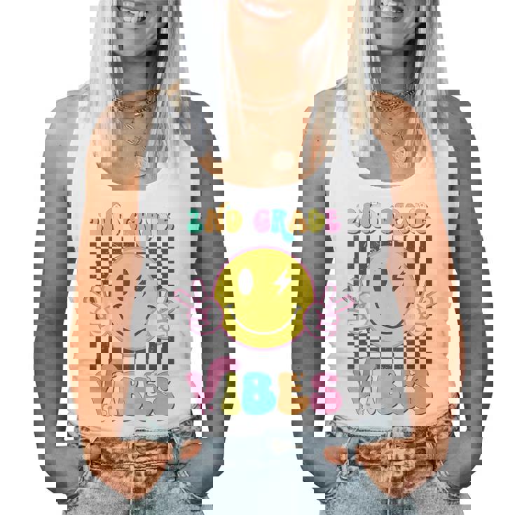 2Nd Grade Vibes Cute Groovy Smile Face Back To School Kid Women Tank Top