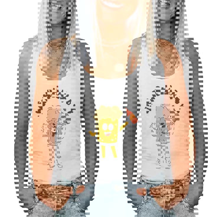 Cerveza Feliz Retro Divertido Dibujos Animados Cool Beer Beer Lovers Fun Camiseta sin mangas para mujer