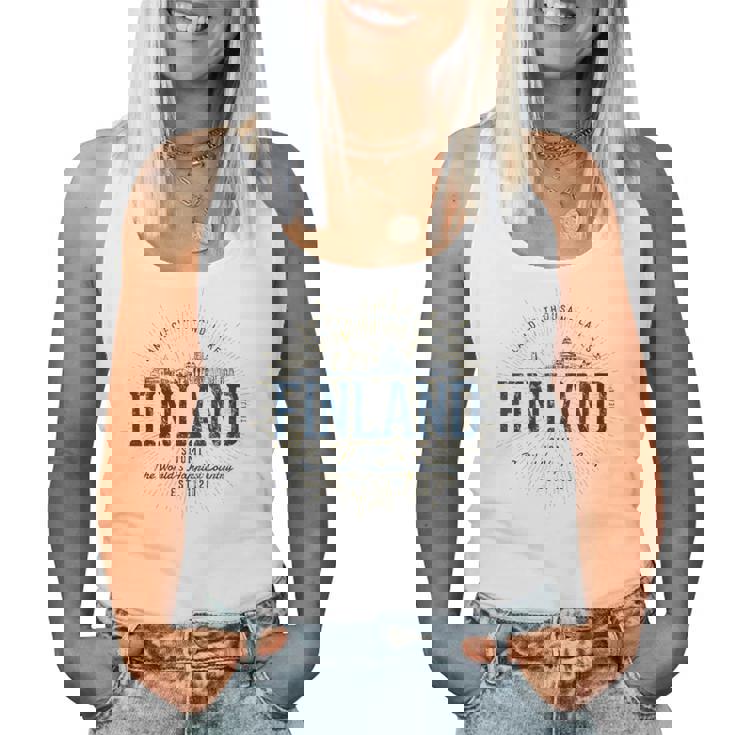 Finlandiaintage De Estilo Retro Cuello Camiseta sin mangas para mujer