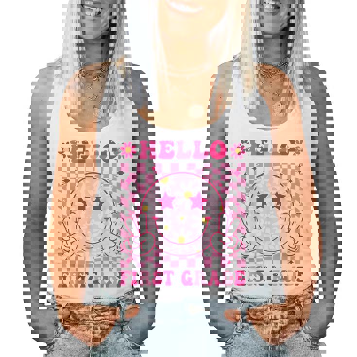 Hello First Grade Back To School First Day Of 1St Grade Women Tank Top