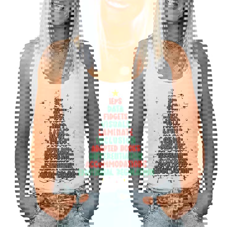 Special Ed Teacher Christmas Holiday Teacher Xmas Lights Women Tank Top