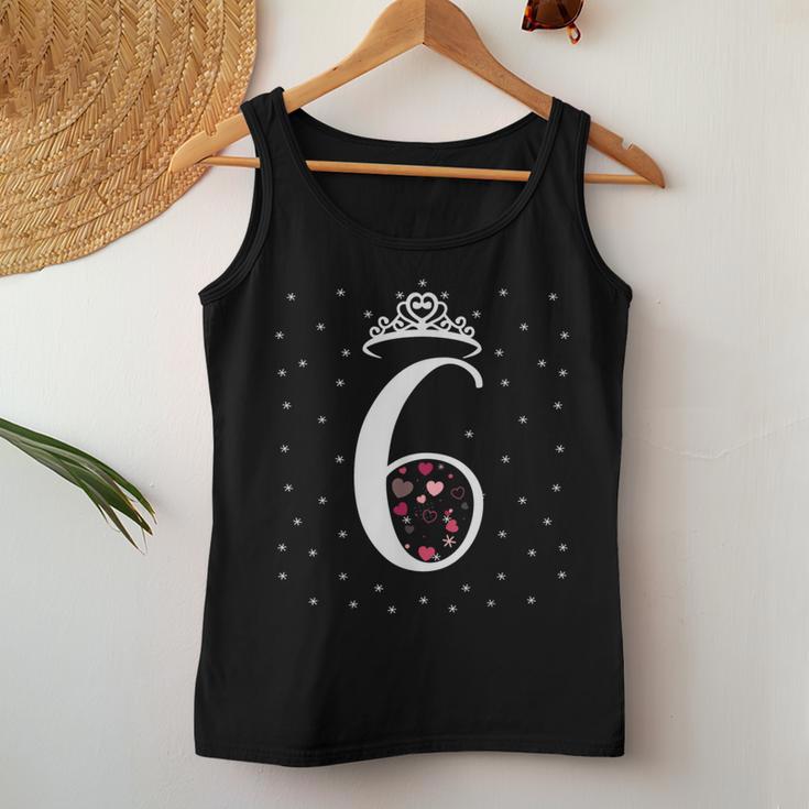 6 Herzen Krone 6 Jahre Alt Happy 6Th Birthday Mädchen Frauen Tank Top Frauen Lustige Geschenke