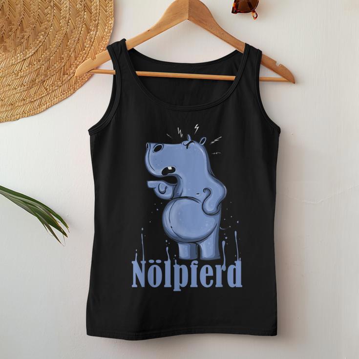 Ähm Nö No Slogan Drama Queen Hippopotamus Nölpferd Tank Top Frauen Lustige Geschenke