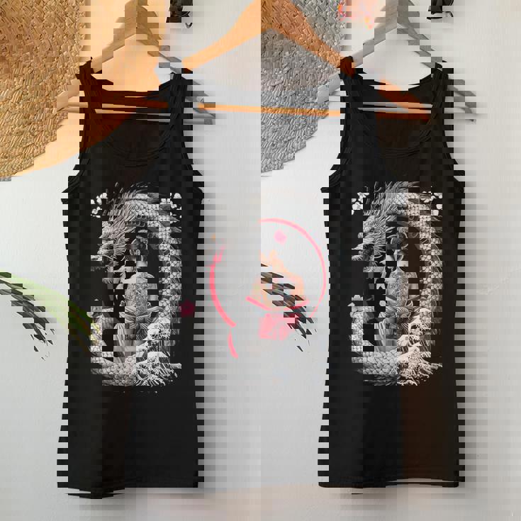 Arte Del Tatuaje De Geisha Y Dragón Cuello Camiseta sin mangas para mujer Regalos divertidos