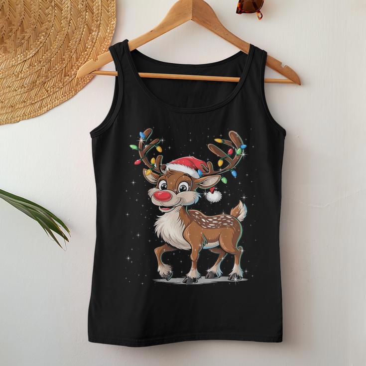 Christmas Cute Reindeer Red Nose Tank Top Frauen Lustige Geschenke