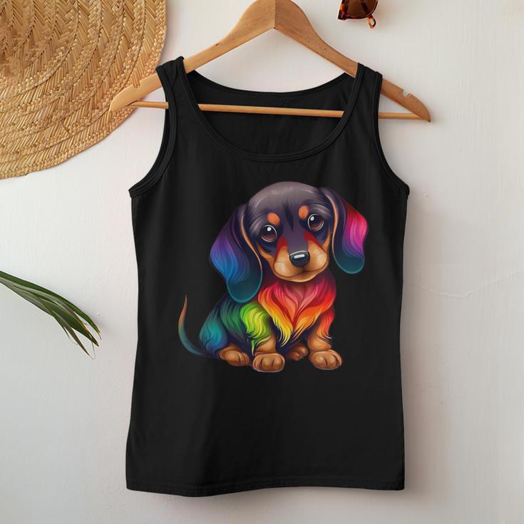 Cute Dachshund Wiener Wurst Dog Mama Papa Colourful Dachshund Tank Top Frauen Lustige Geschenke